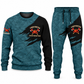 Firefighter Diagonal Brush sweater and jogger combo, teal view with name and company artwork