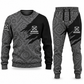 Mechanic Diagonal Brush sweater and jogger combo, charcoal view with name and company artwork
