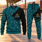 Railroader Diagonal Brush sweater and jogger combo, hero view with name and company artwork