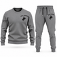 Bull Riding Minimal Badge sweater and jogger combo, gray view with name and Since 2005 artwork