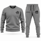 Bulldozer Operator Minimal Badge sweater and jogger combo, gray view with name and company artwork