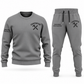 Carpenter Minimal Badge sweater and jogger combo, gray view with name and company artwork