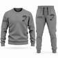 Crane Operator Minimal Badge sweater and jogger combo, gray view with name and company artwork