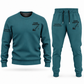 Crane Operator Minimal Badge sweater and jogger combo, teal view with name and company artwork