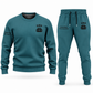 EMS Minimal Badge sweater and jogger combo, teal view with name and company artwork