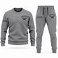 Firefighter Minimal Badge sweater and jogger combo, gray view with name and company artwork