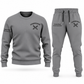 Ironworker Minimal Badge sweater and jogger combo, gray view with name and company artwork