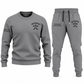Mechanic Minimal Badge sweater and jogger combo, gray view with name and company artwork
