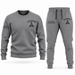 Railroader Minimal Badge sweater and jogger combo, gray view with name and company artwork