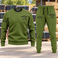 Roofer Minimal Badge sweater and jogger combo, hero view with name and company artwork