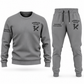 Sprinkler Fitter Minimal Badge sweater and jogger combo, gray view with name and company artwork
