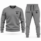 Welder Minimal Badge sweater and jogger combo, gray view with name and company artwork