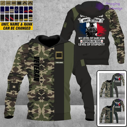 Personalized France Soldier/ Veteran Camo With Name And Rank Hoodie - 1007230002