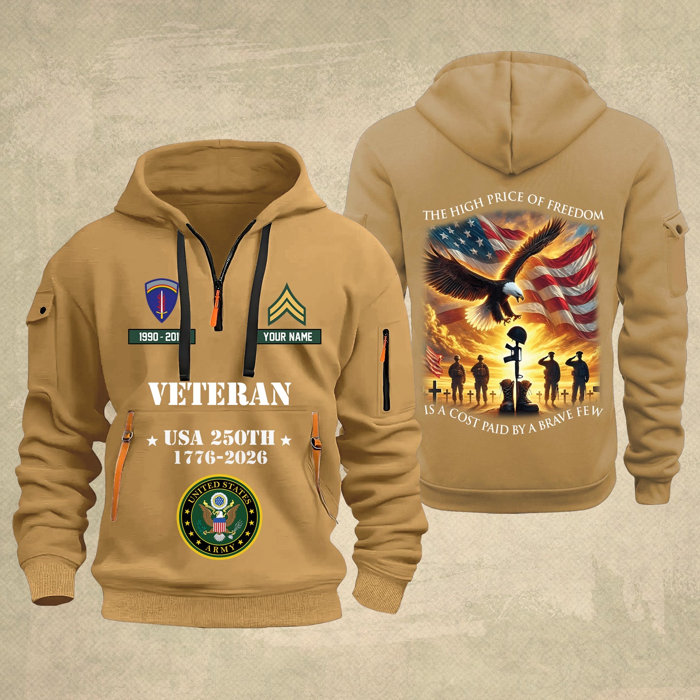 Army Division - The High Price Of Freedom 250th USA – Personalized Military Zip Hoodie Multicolor - 17702496