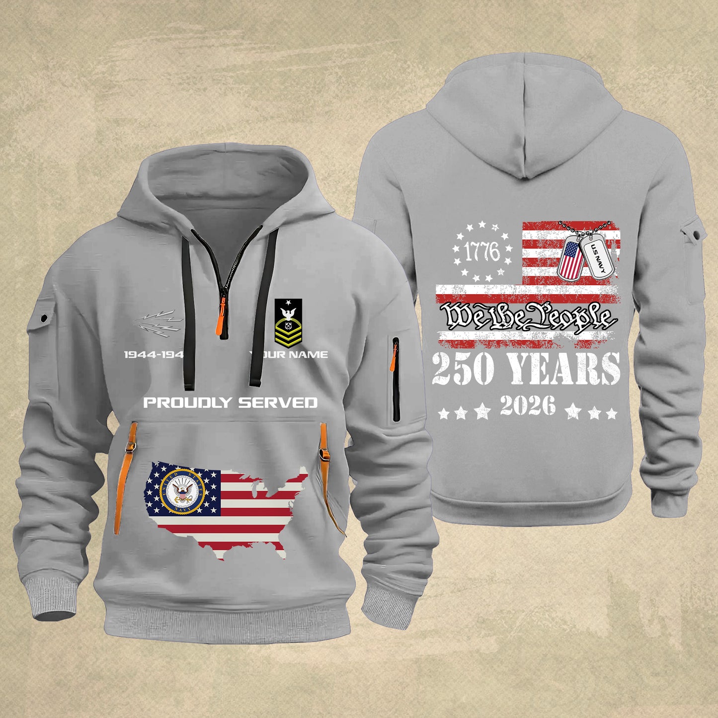 Navy Rating - Personalized 250th America Anniversary Zip Hoodie Multicolor – Custom Military Branch, We The People, Independence Day - 1769212801