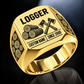 Logger Twin Icons ring in Gold, showing CUSTOM NAME and SINCE 2000