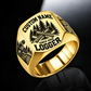 Logger Bold Lettering ring in Gold, showing CUSTOM NAME and SINCE 2000