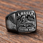 Logger Black Face Badge ring in Black, showing CUSTOM NAME and SINCE 2000