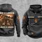 Logger Once and Always Vintage Hoodie in Dark Gray, complete separated front and back views with CUSTOM NAME and SINCE 2000 chest samples, boots and cut-timber back artwork, and plain lower pouch with small brown label.