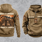 Logger Once and Always Vintage Hoodie in Kaki, complete separated front and back views with CUSTOM NAME and SINCE 2000 chest samples, boots and cut-timber back artwork, and plain lower pouch with small brown label.