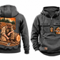 Logger Ready Every Day Portrait Vintage Hoodie in Dark Gray, complete separate front and back views with sample text CUSTOM NAME and SINCE 2000, cut-log and saw chest emblems, and a kneeling logger back illustration.