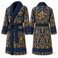 Personalized Logger Bathrobe - Art Deco Craft blue front and back view