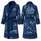Personalized Logger Bathrobe - Contour Lines blue front and back view