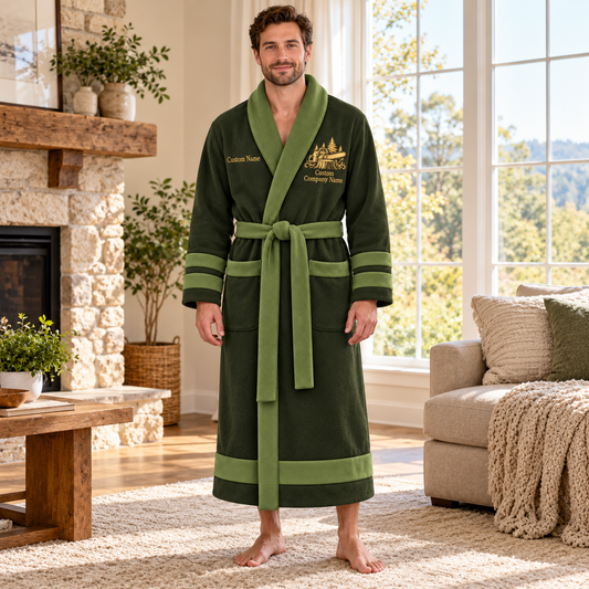 Personalized Logger Bathrobe - Heritage Crest lifestyle view