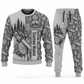logger occupation-themed sweater and jogger combo lightgray color with name and company artwork