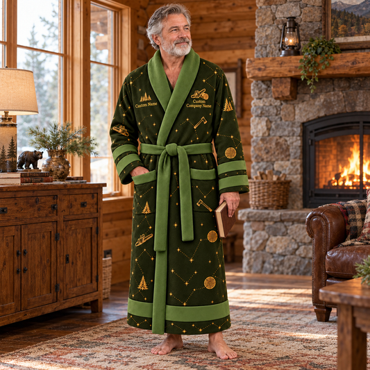 Personalized Logger Bathrobe - Night Shift lifestyle view