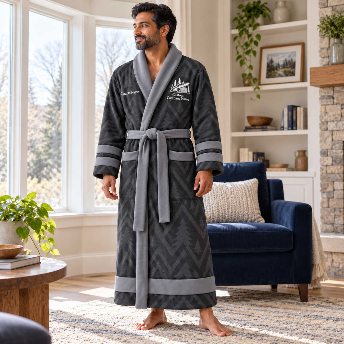Personalized Logger Bathrobe - Signature Silhouette lifestyle view