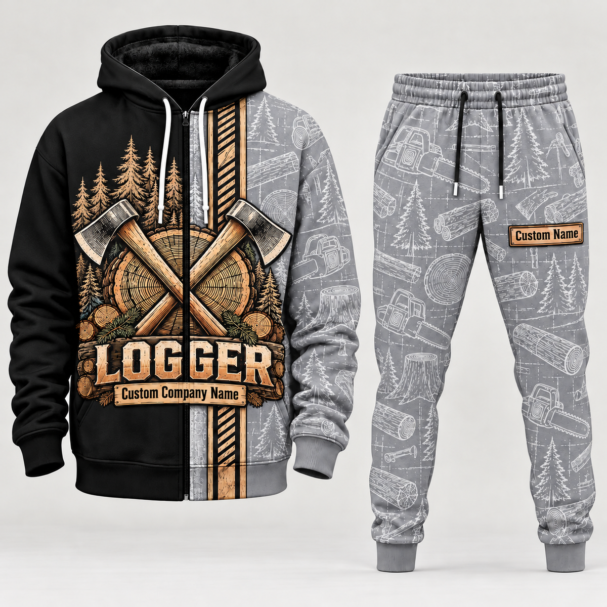logger full-zip hoodie and matching joggers - lightgray catalog view