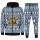 logger blue-gray Winter Snowflake full-zip hoodie and jogger combo with Custom Name and Custom Company Name