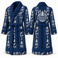 Personalized Logger Bathrobe - Workbench Stripes blue front and back view