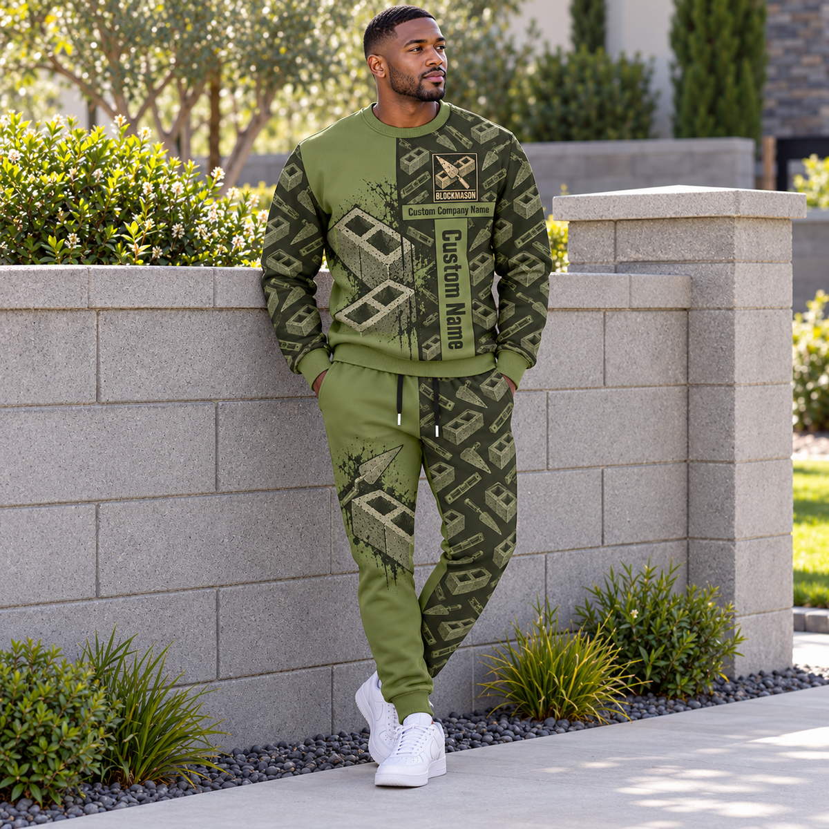 Blockmason matching top and jogger combo worn by an adult model