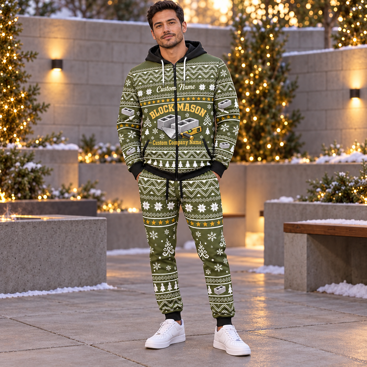 Blockmason matching top and jogger combo worn by an adult model