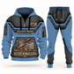 Blockmason matching top and jogger combo in Steel Blue with name and company artwork