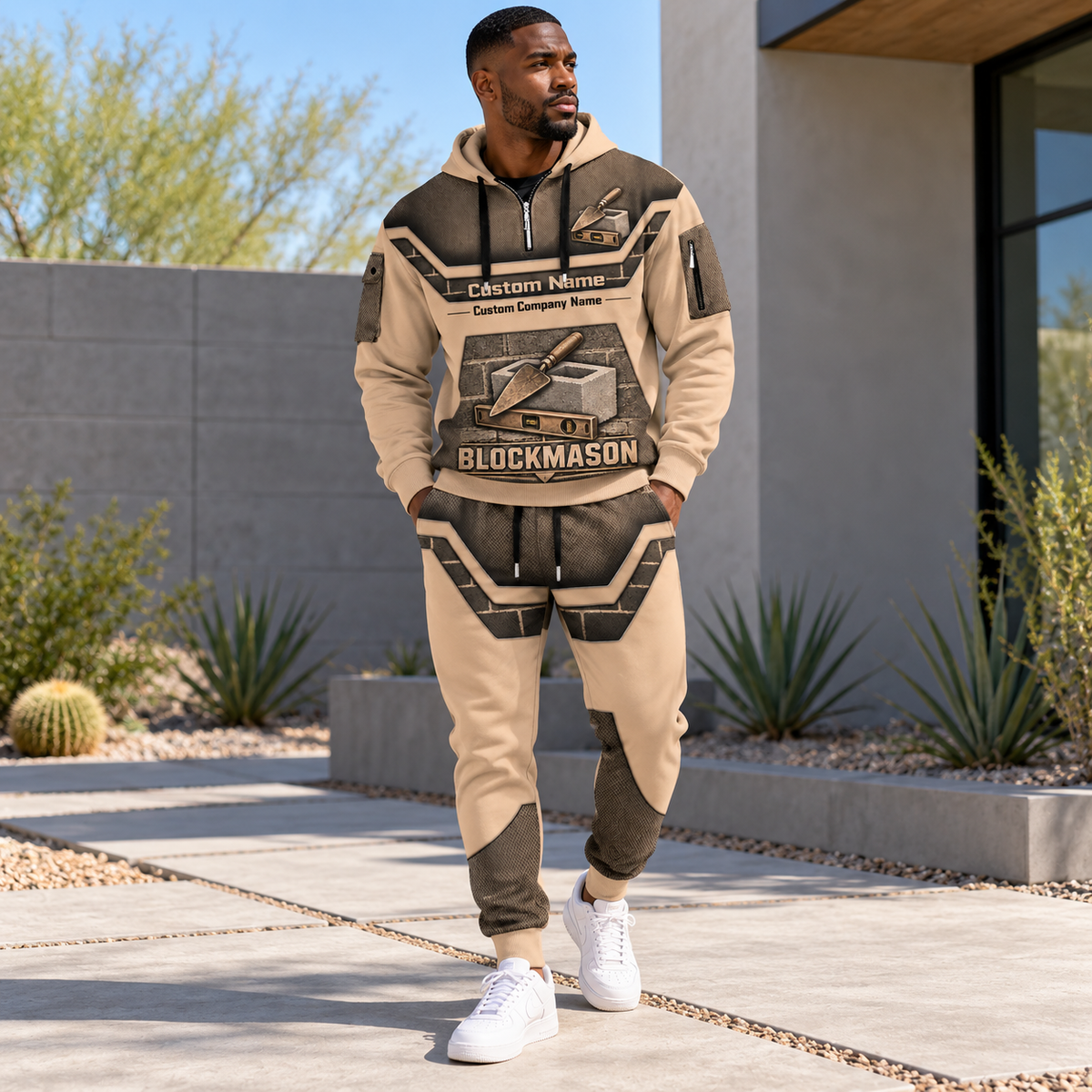 Blockmason matching top and jogger combo worn by an adult model