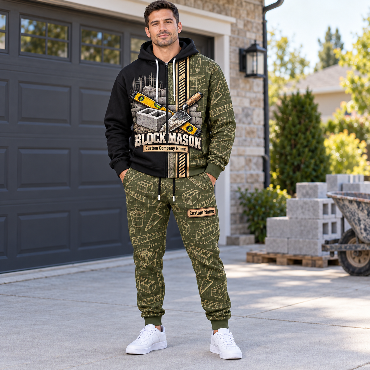 Blockmason matching top and jogger combo worn by an adult model