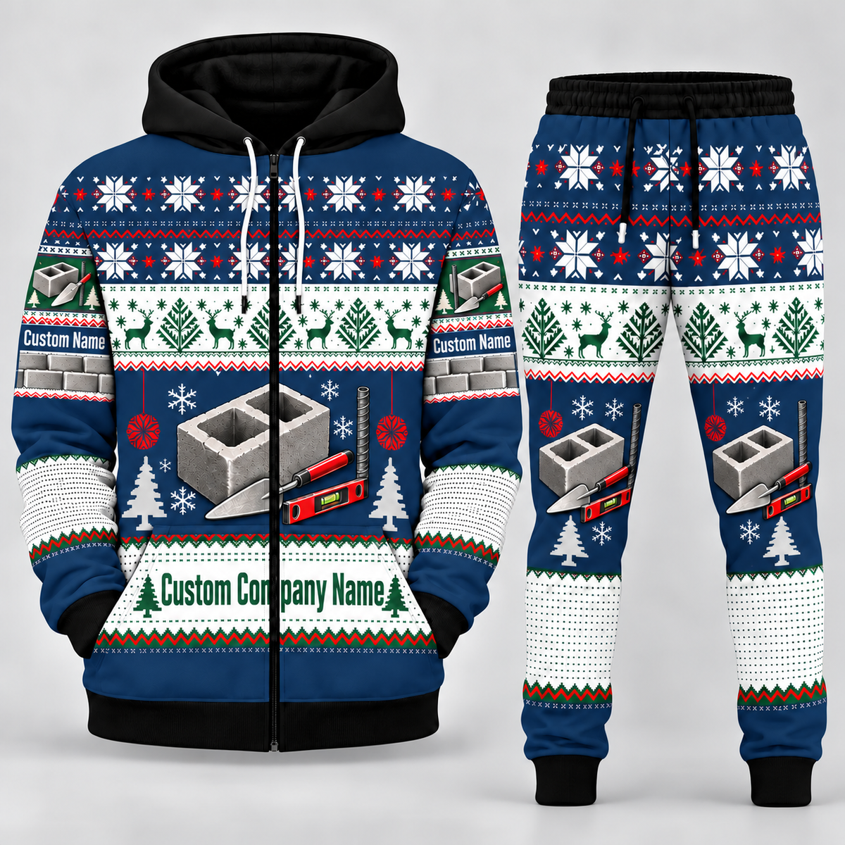 Blockmason matching top and jogger combo in Navy with name and company artwork