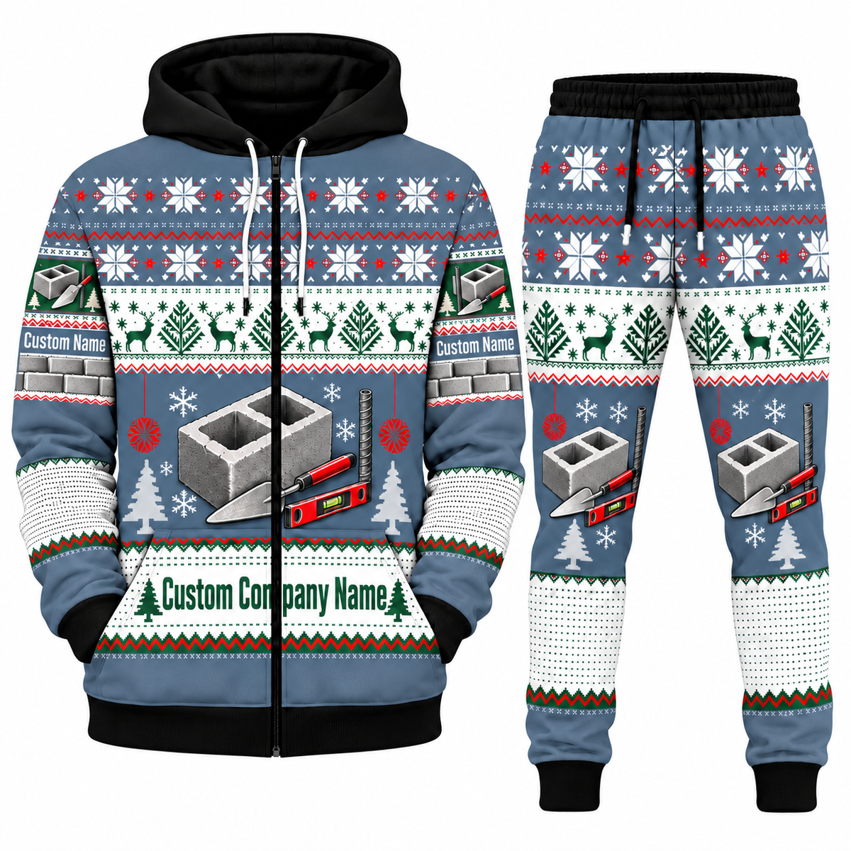 Blockmason matching top and jogger combo in Slate with name and company artwork