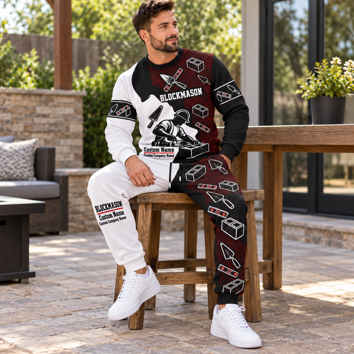 Blockmason matching top and jogger combo worn by an adult model