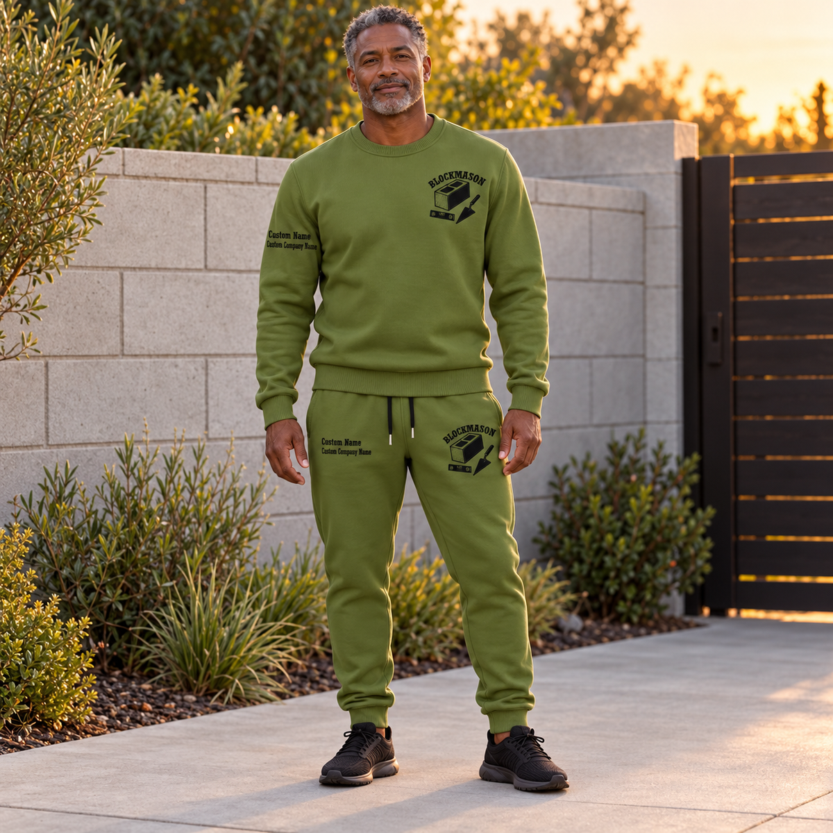Blockmason matching top and jogger combo worn by an adult model
