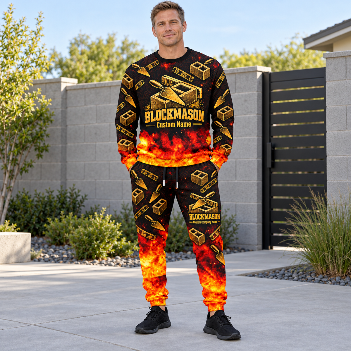 Blockmason matching top and jogger combo worn by an adult model
