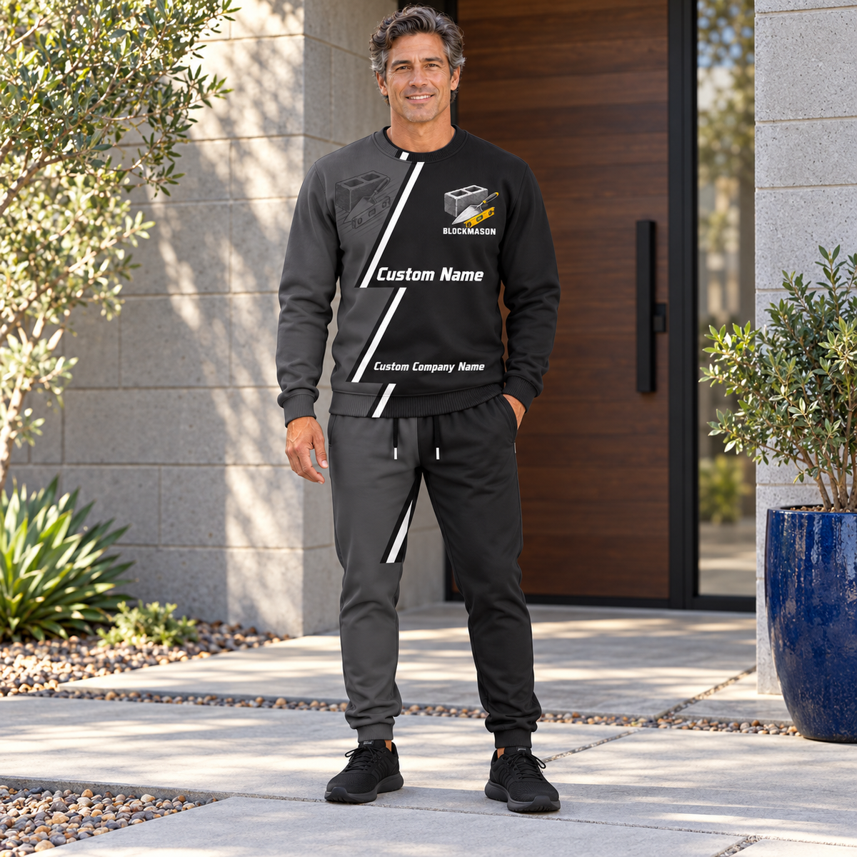 Blockmason matching top and jogger combo worn by an adult model