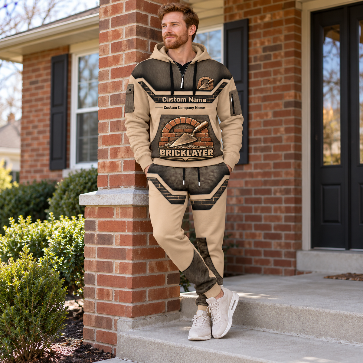 Bricklayer matching top and jogger combo worn by an adult model