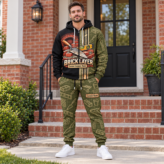 Bricklayer matching top and jogger combo worn by an adult model