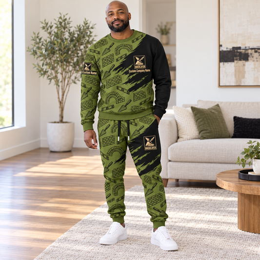 Bricklayer matching top and jogger combo worn by an adult model