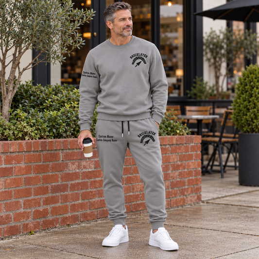 Bricklayer matching top and jogger combo worn by an adult model