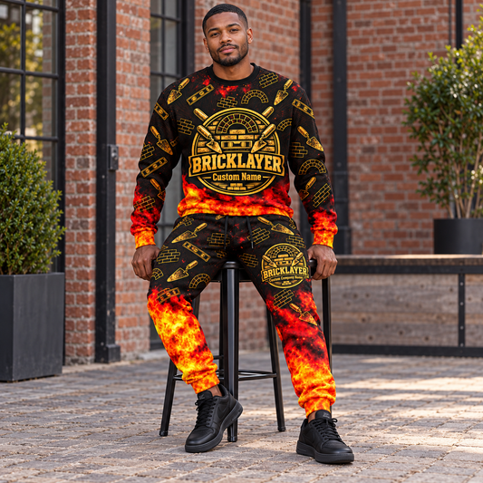 Bricklayer matching top and jogger combo worn by an adult model